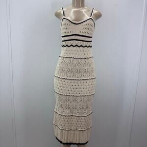 NWT Cezele Crochet Skinny Straps Dress Stretch sz M Boho Beach Vacation Coastal